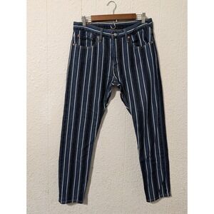 Levis 512 Mens Jeans 32x30 Tapered Leg Striped Stretch Blue White Denim